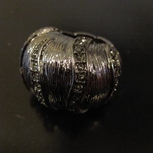 Cocktail Ring 💍 Crystal Black Glass Elastic Band